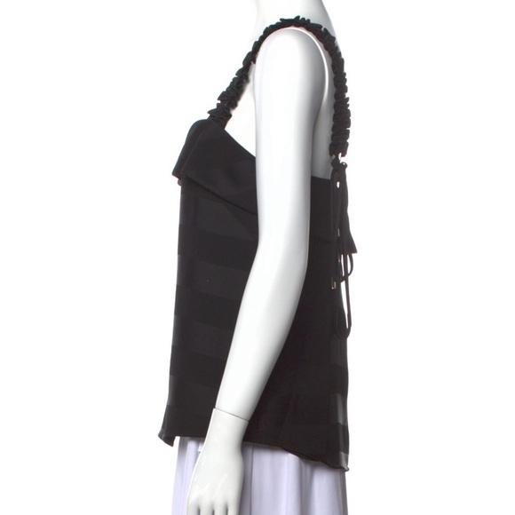 REBECCA VALLANCE Dolores Striped Satin Camisole Bias Straight Neck Ruffle Sz XS - Picture 12 of 12